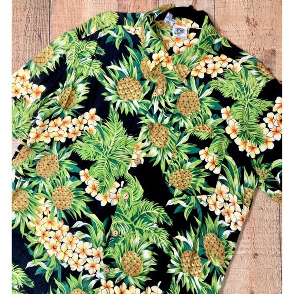 Kennington‎ LTD California Pineapple Hawaiian Shirt Mens Large Tropical
